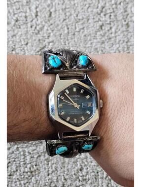 Vintage turquoise cuff watch, not working